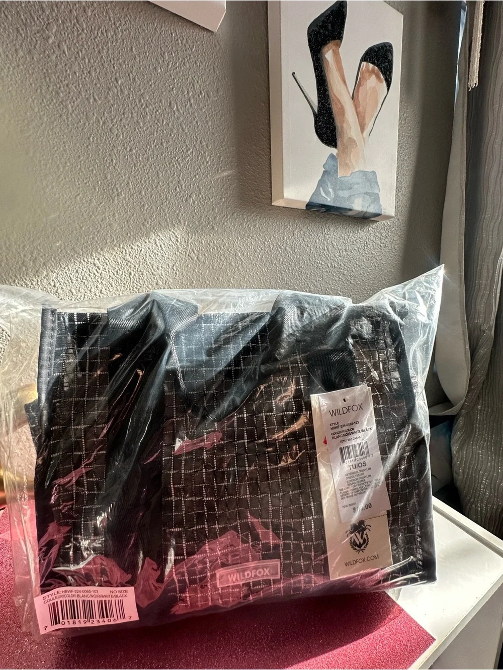 Wildfox Black and White Grid Tote